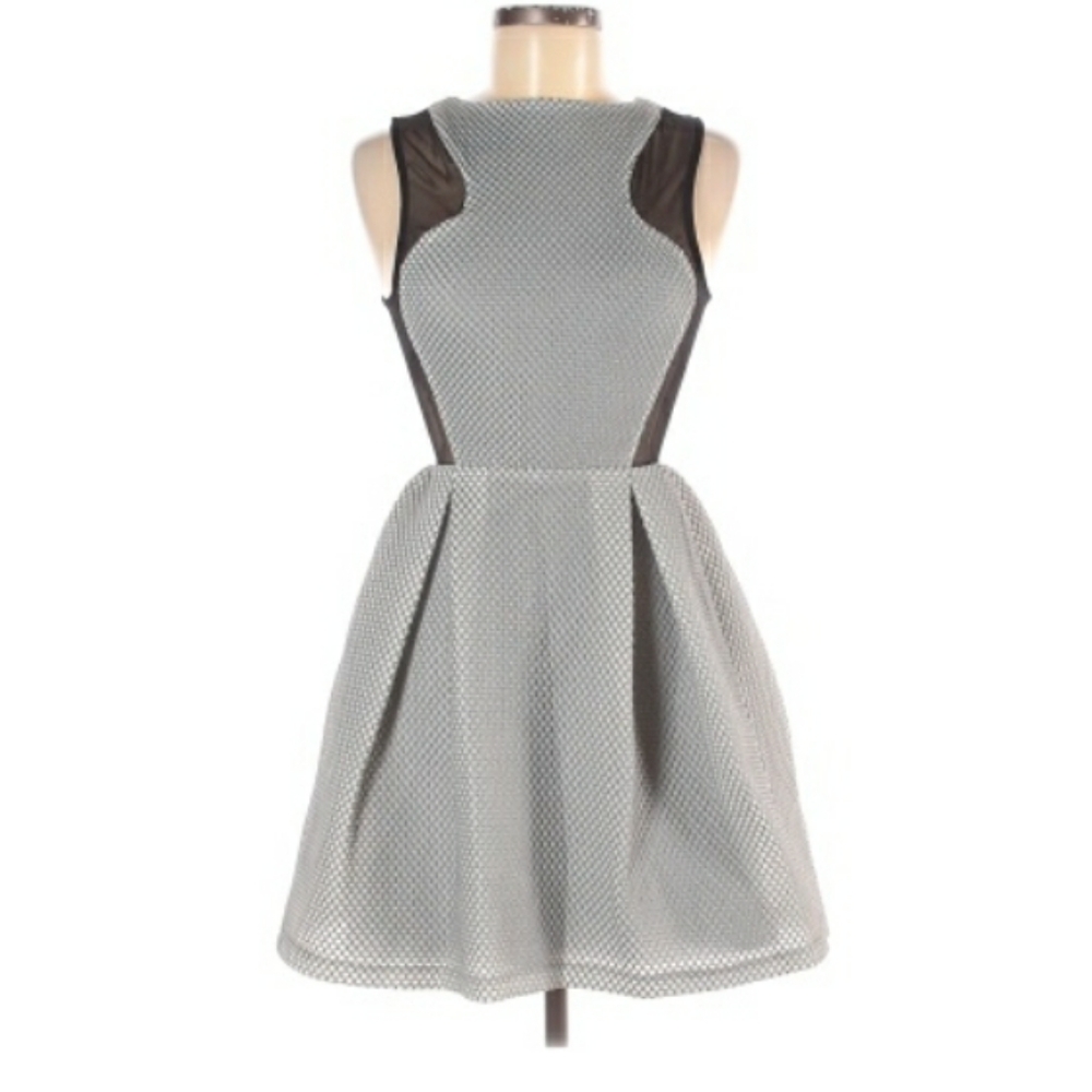 River Island Black Grey Zipped Skater Dres…